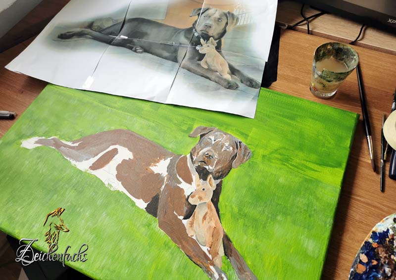 Acrylgemälde-Hundeportrait Hundegemälde|Acrylgemälde